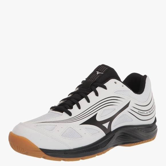 Mizuno Womens  White and Black Athletic Shoes with Tan Soles-court Shoe - Picture 2 of 6